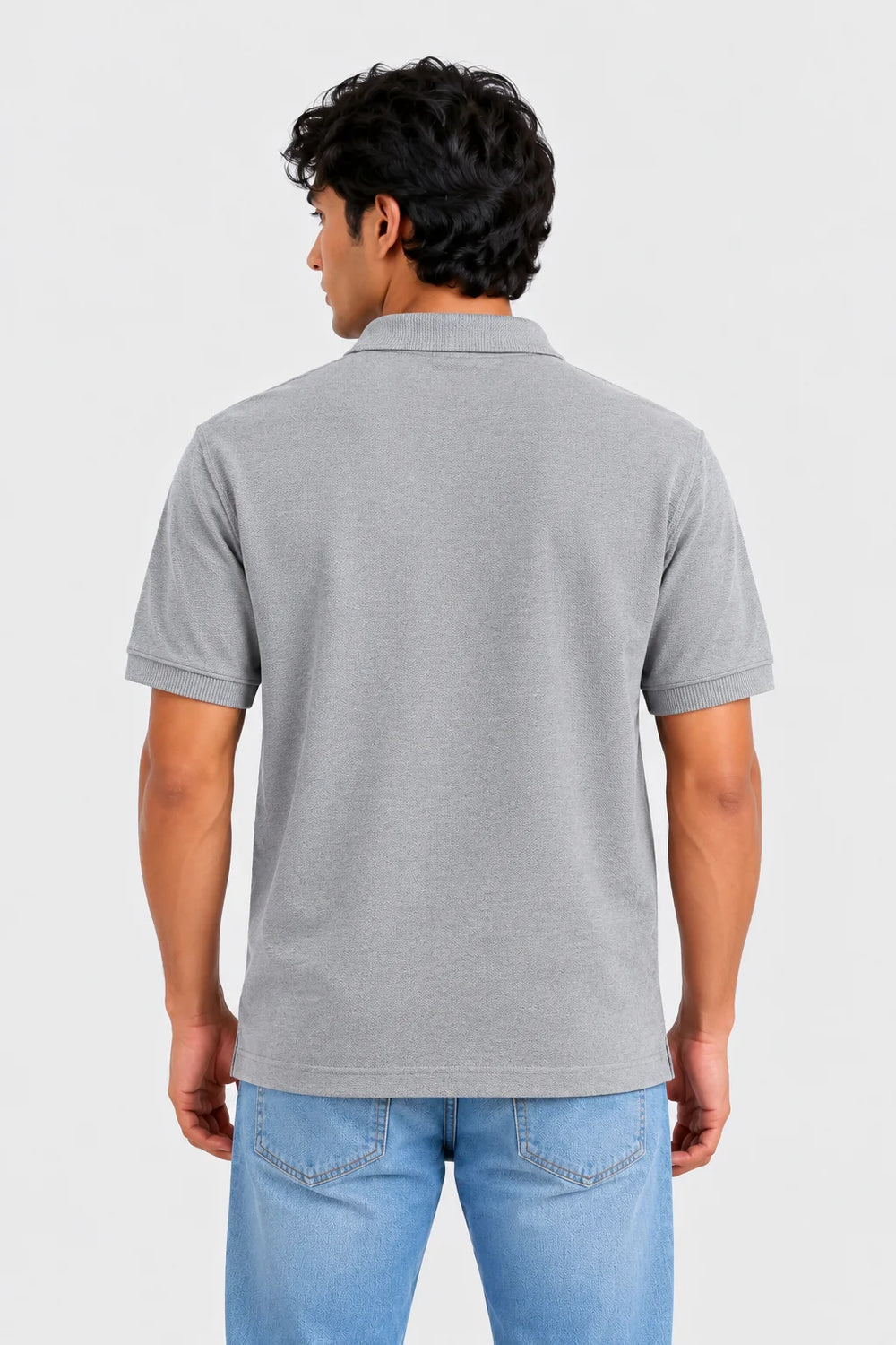 Premium Cotton Polo Collar T-Shirt(Grey Milange)