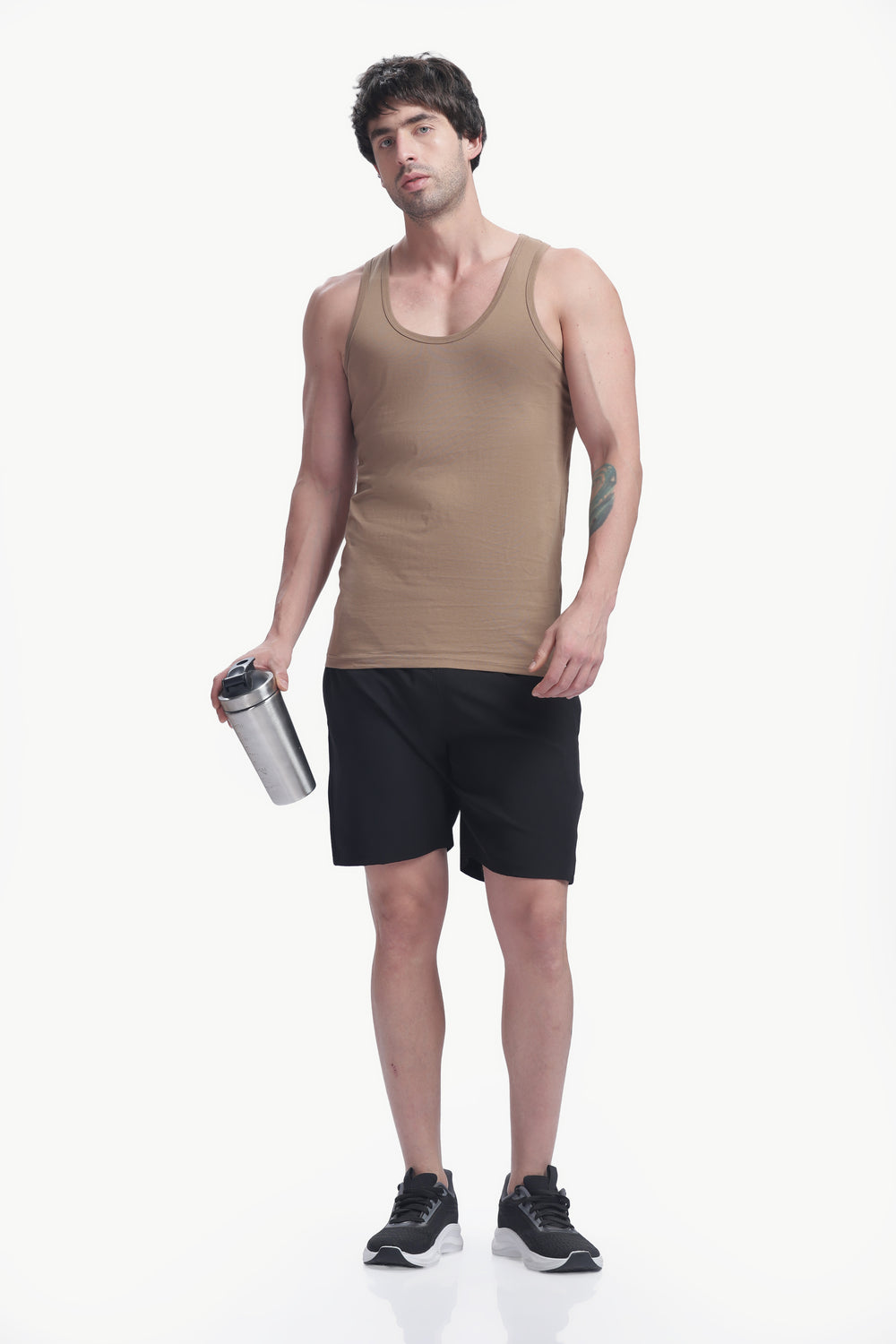 Men's plain 100% cotton vest (brown)
