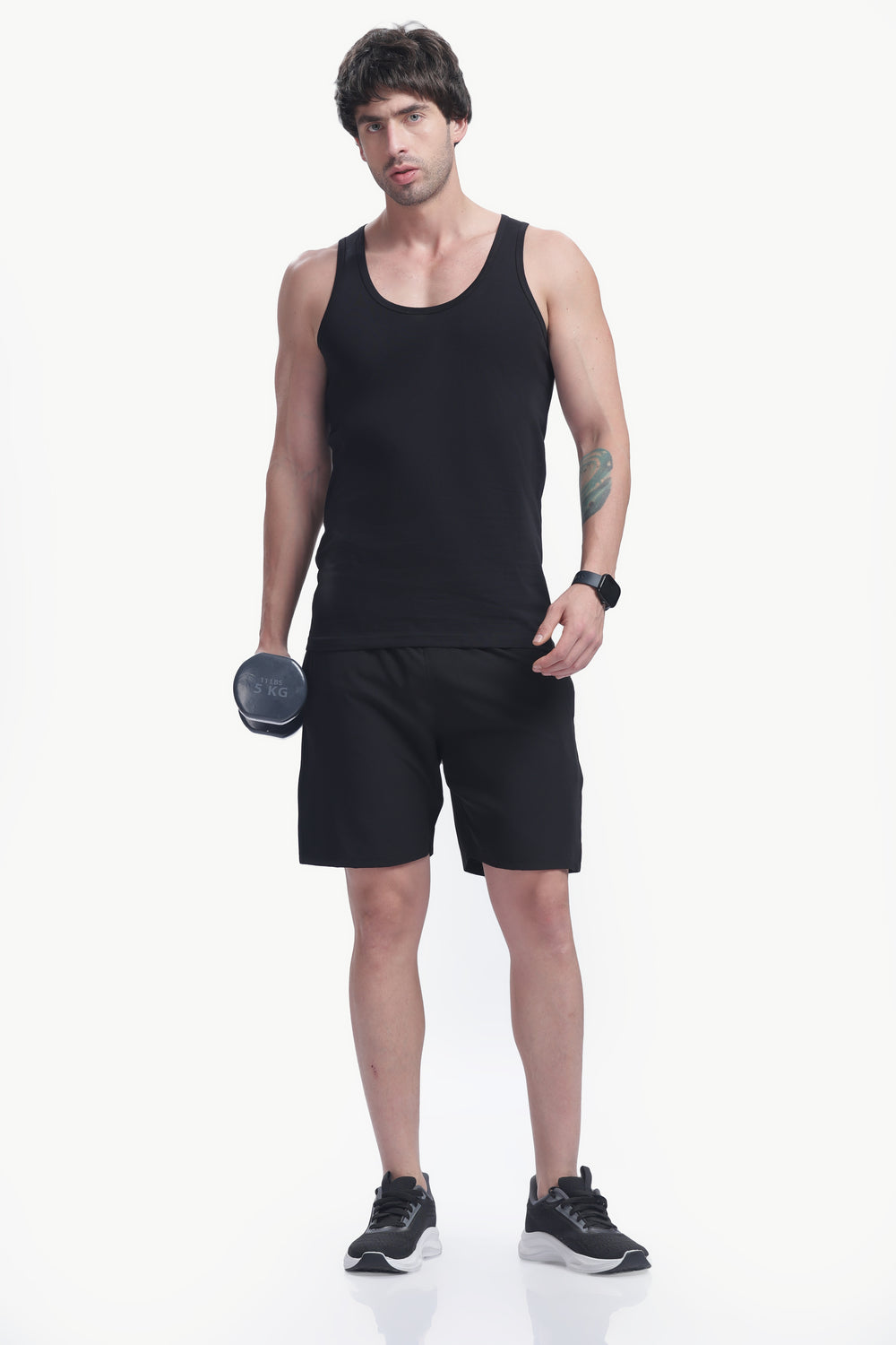 Men's plain 100% cotton vest (Black)