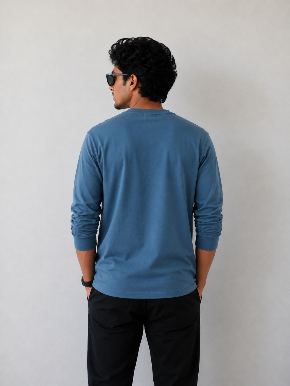 Plain Full Hand Lycra T-shirts (Blue)