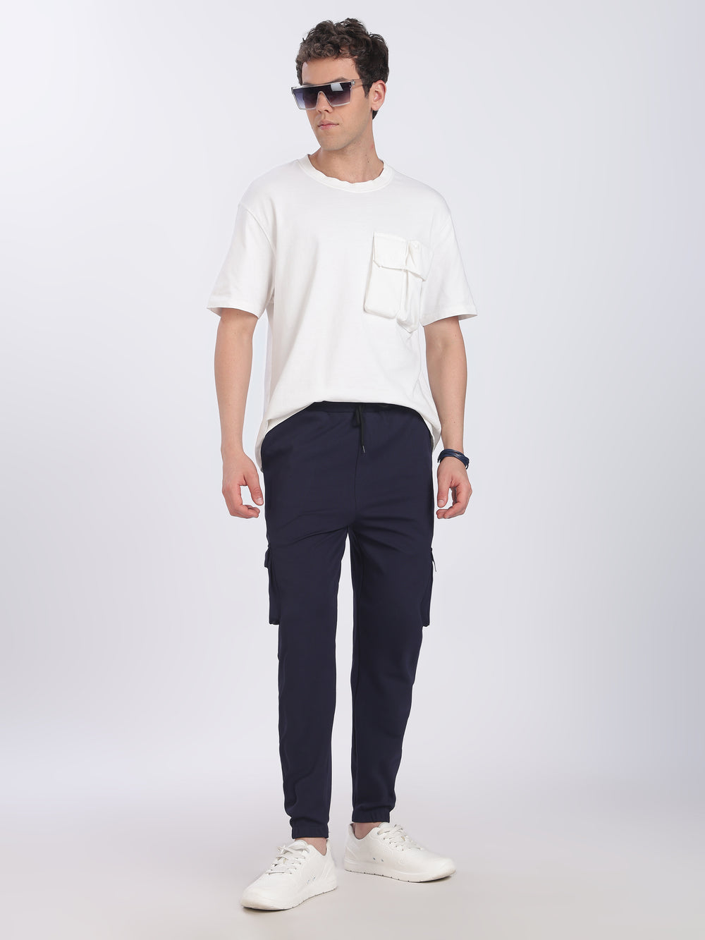 Lycra Five Pocket Cargo Pant With Cuff (Navy Blue)