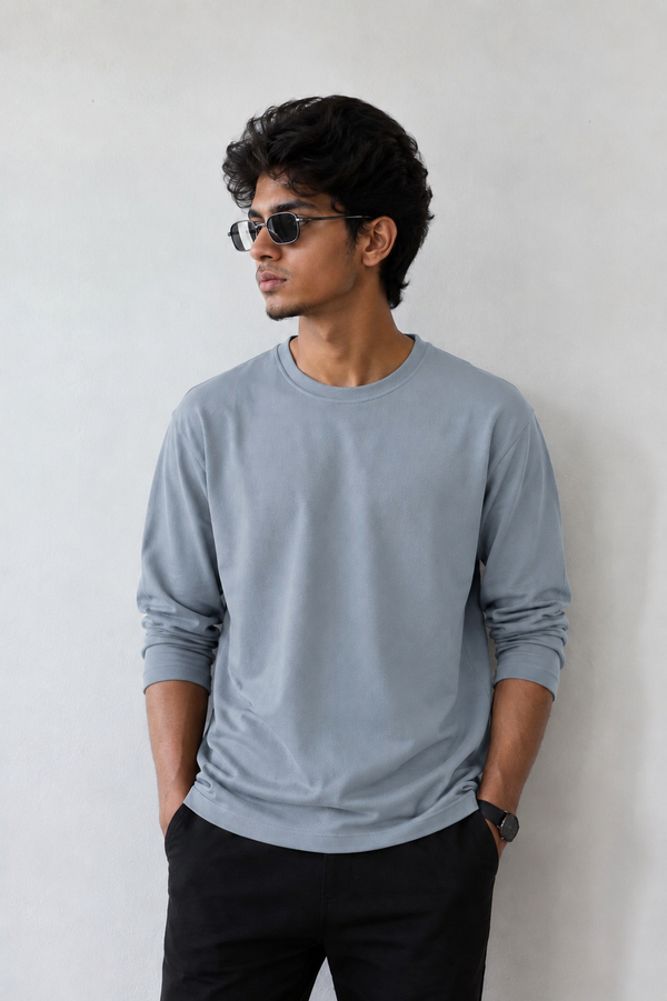 Plain Full Hand Lycra T-shirts (Lite Grey)