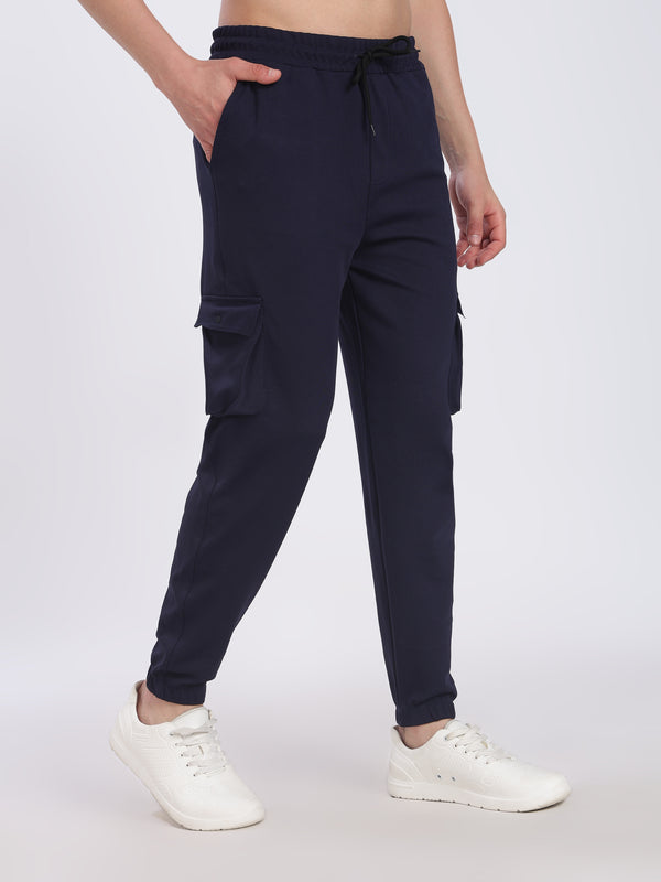 Lycra Five Pocket Cargo Pant With Cuff (Navy Blue)