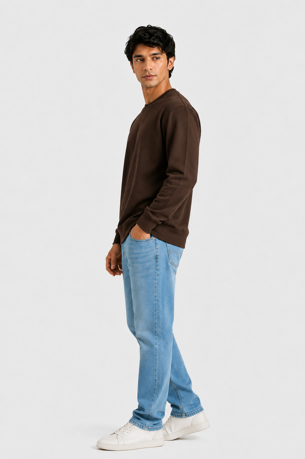 Cotton Full Sleeve Sweatshirt For Men (Brown)