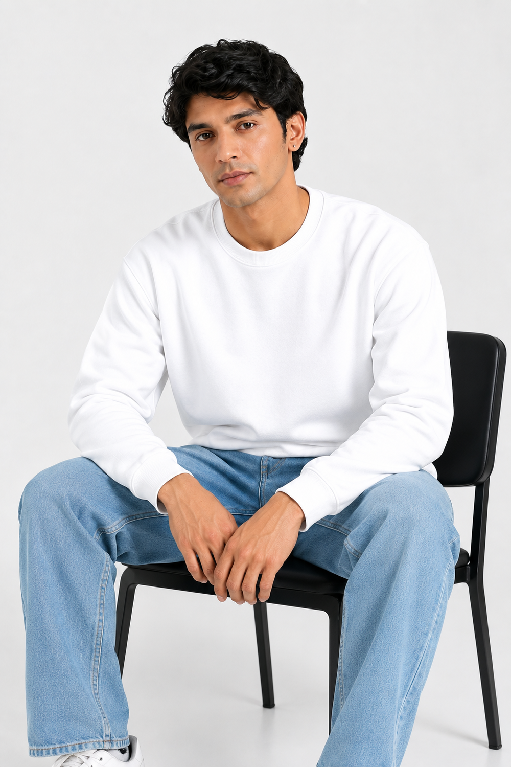 Cotton Full Sleeve Sweatshirt For Men (White)