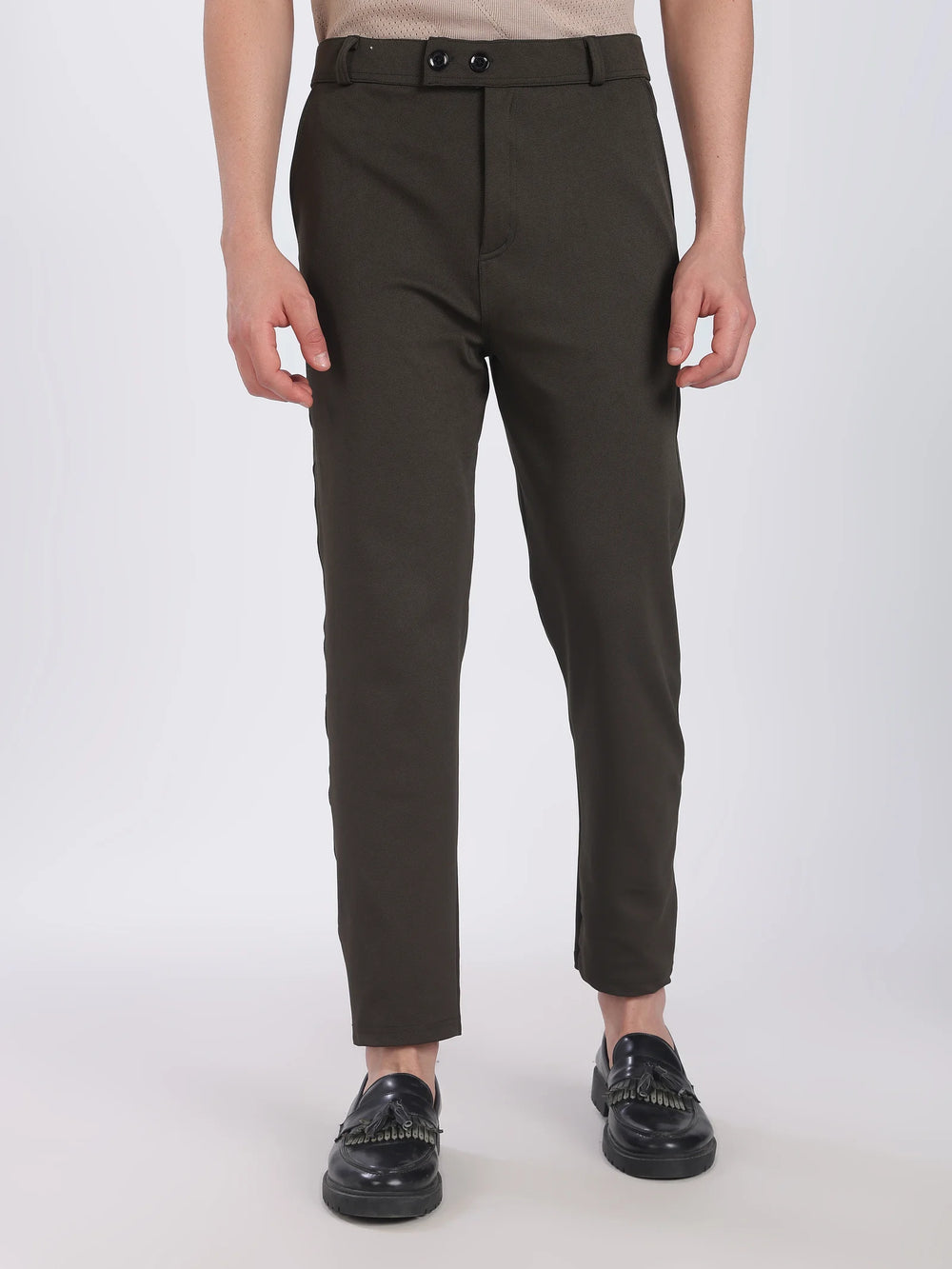Lycra Formal Pant for Men(Olive Green)