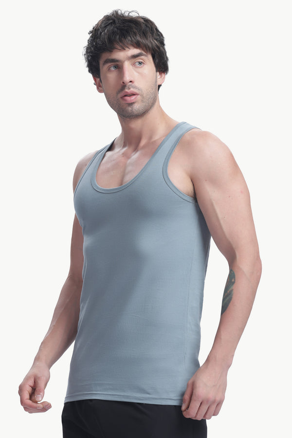 Men's plain 100% cotton vest (grey)