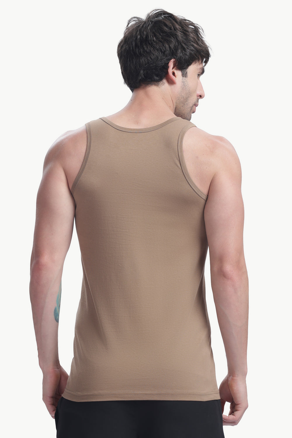 Men's plain 100% cotton vest (brown)