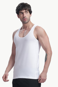 Men's plain 100% cotton vest (white)