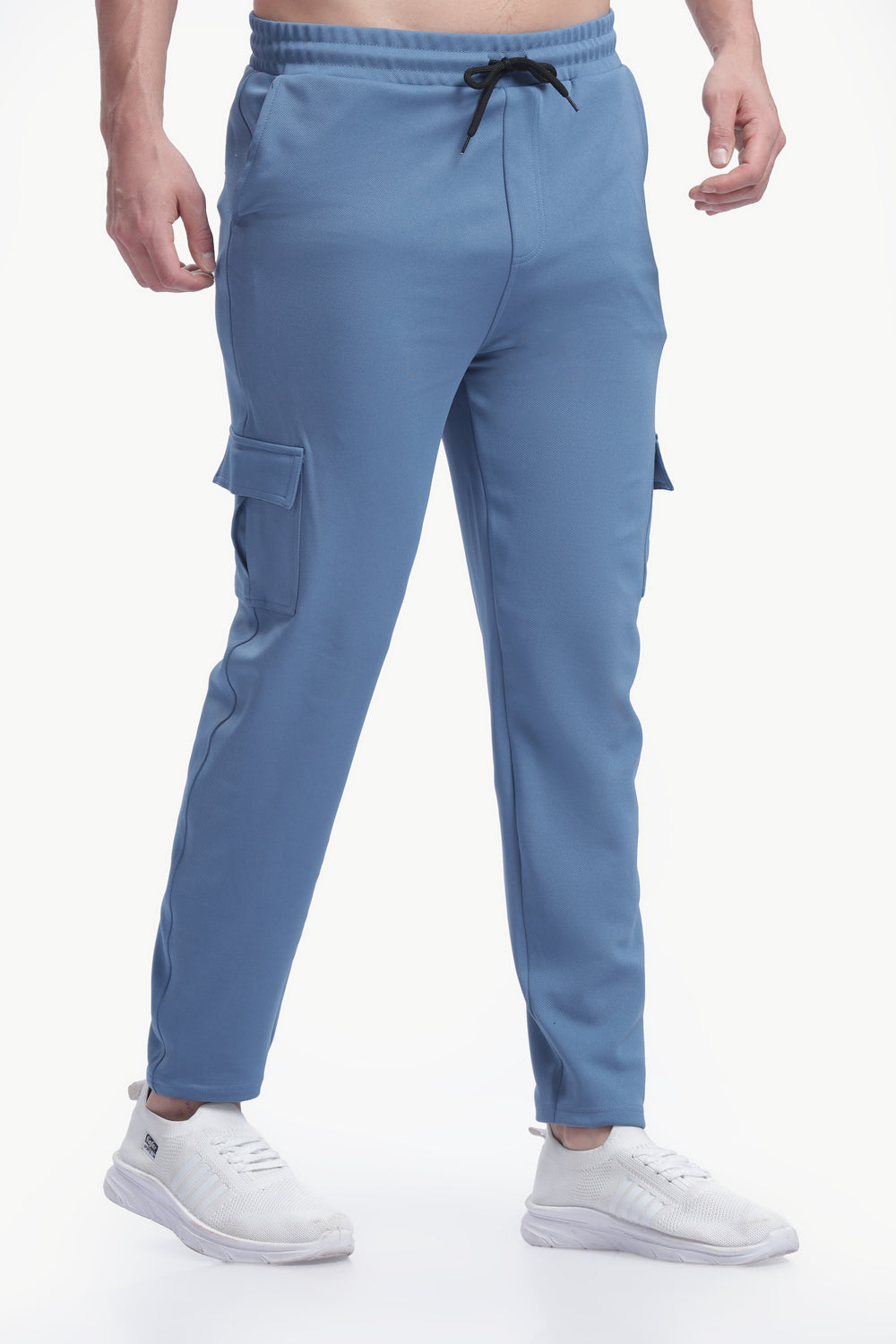 Lycra Five Pocket Cargo Pant Without cuff (Blue)