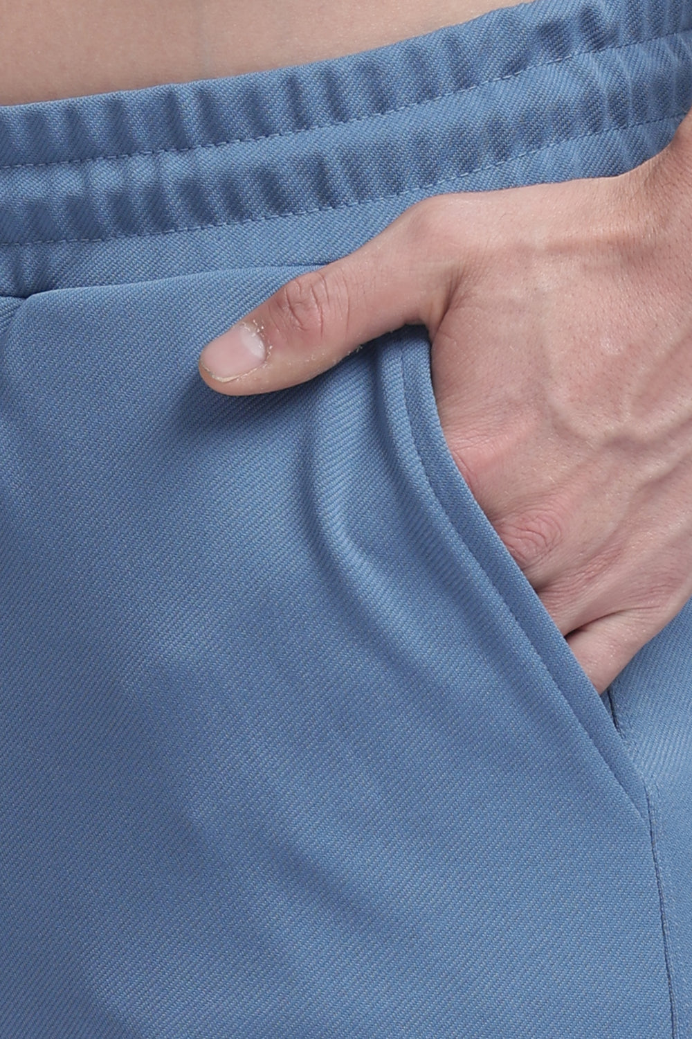 Lycra Five Pocket Cargo Pant Without cuff (Blue)