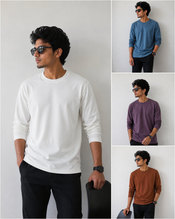 3 t-shirts combo – plain full hand lycra