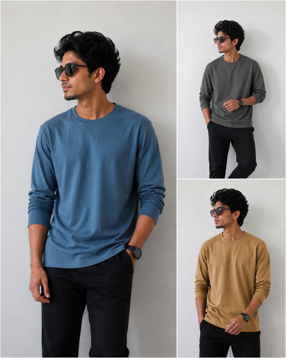 3 t-shirts combo – plain full hand lycra