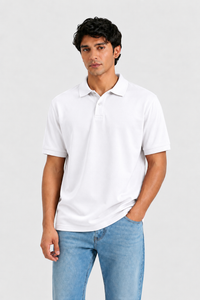 Premium Cotton Polo Collar t-shirt (White)