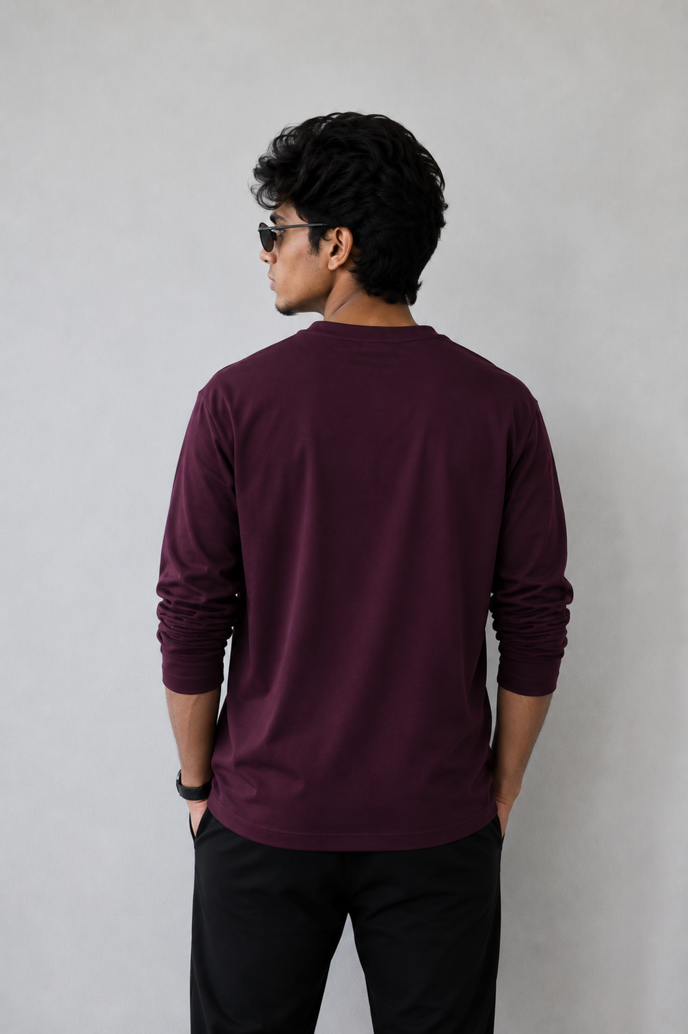Plain Full Hand Lycra T-shirts (Wine)