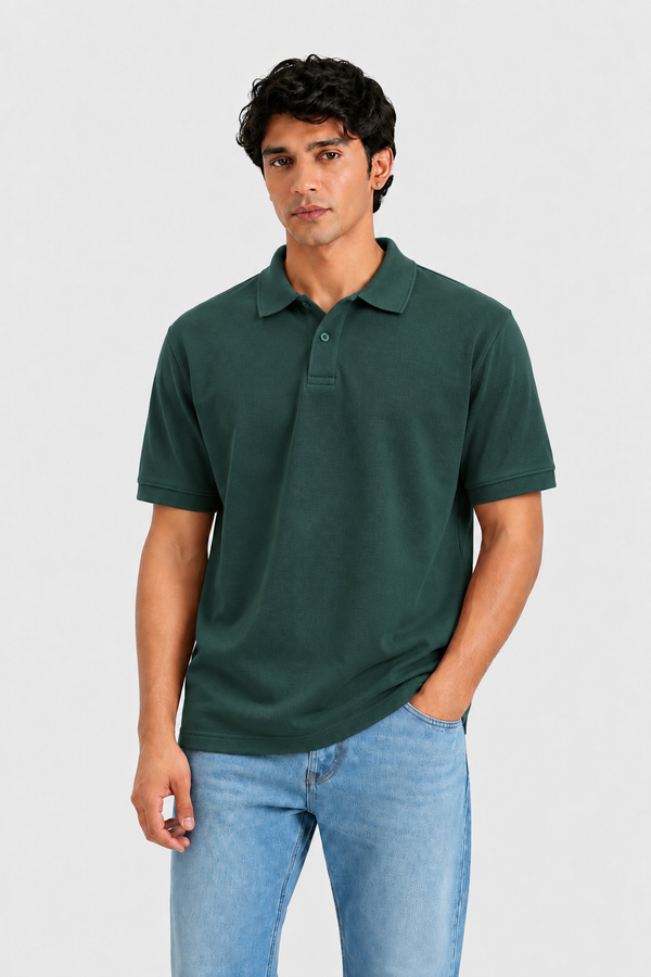 Premium Cotton Polo Collar t-shirt (Green)
