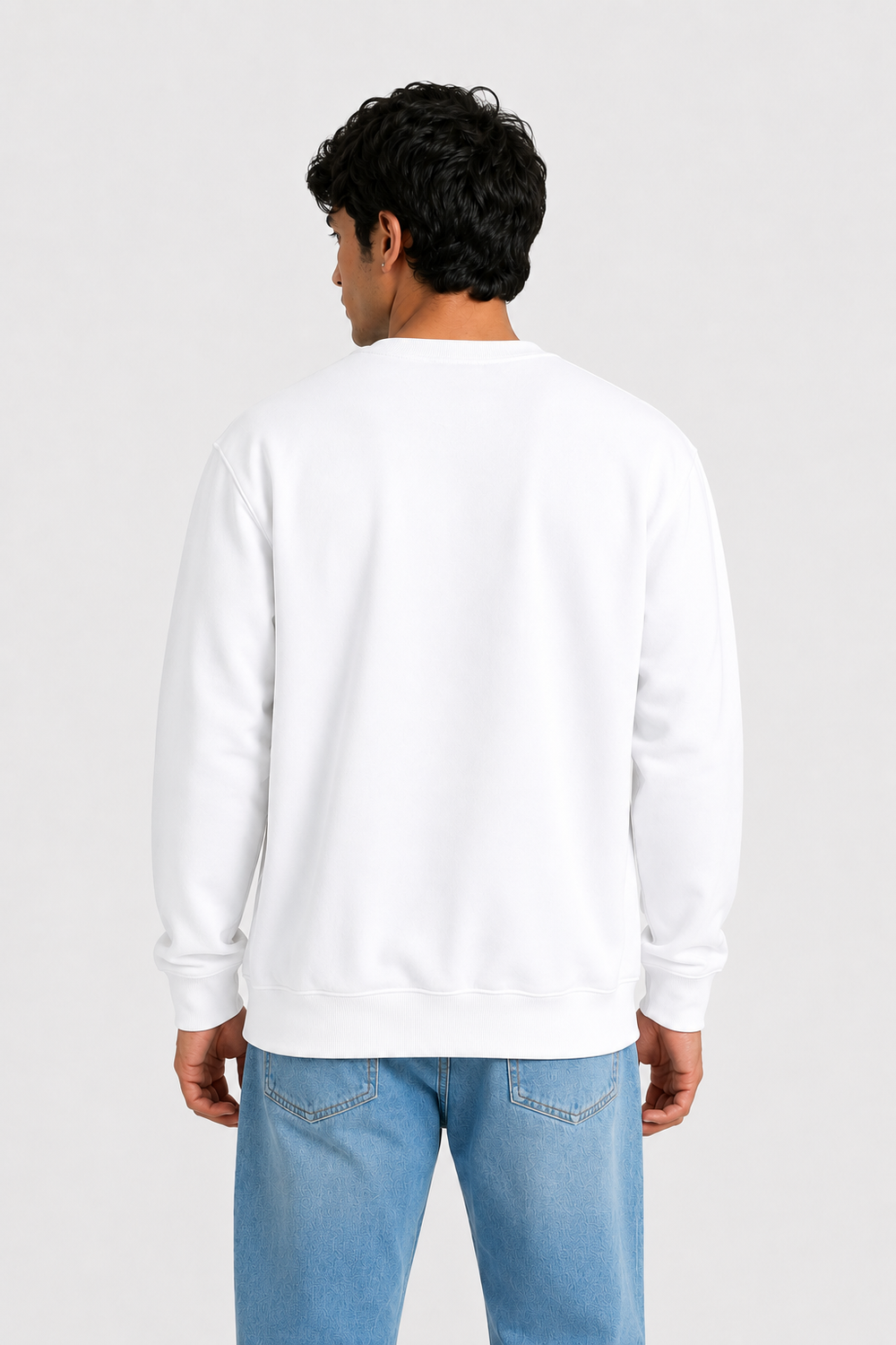 Cotton Full Sleeve Sweatshirt For Men (White)