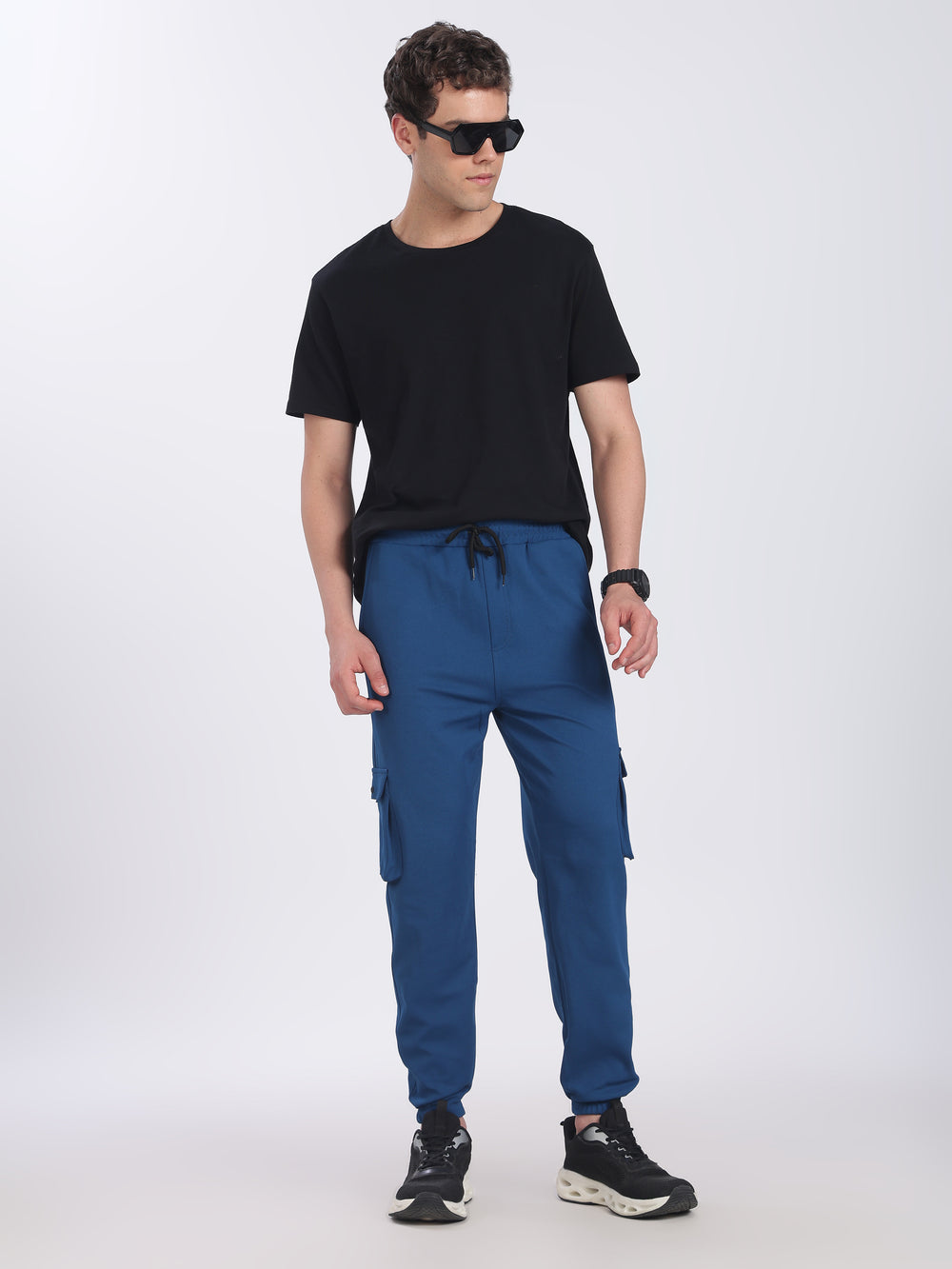 Lycra Five Pocket Cargo Pant With Cuff (Blue)