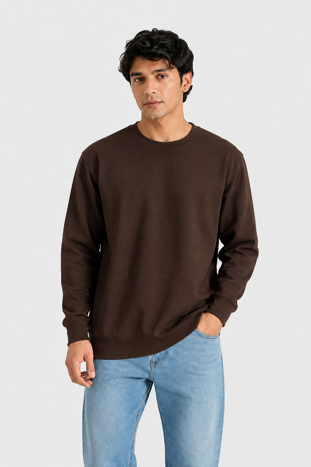 Cotton Full Sleeve Sweatshirt For Men (Brown)