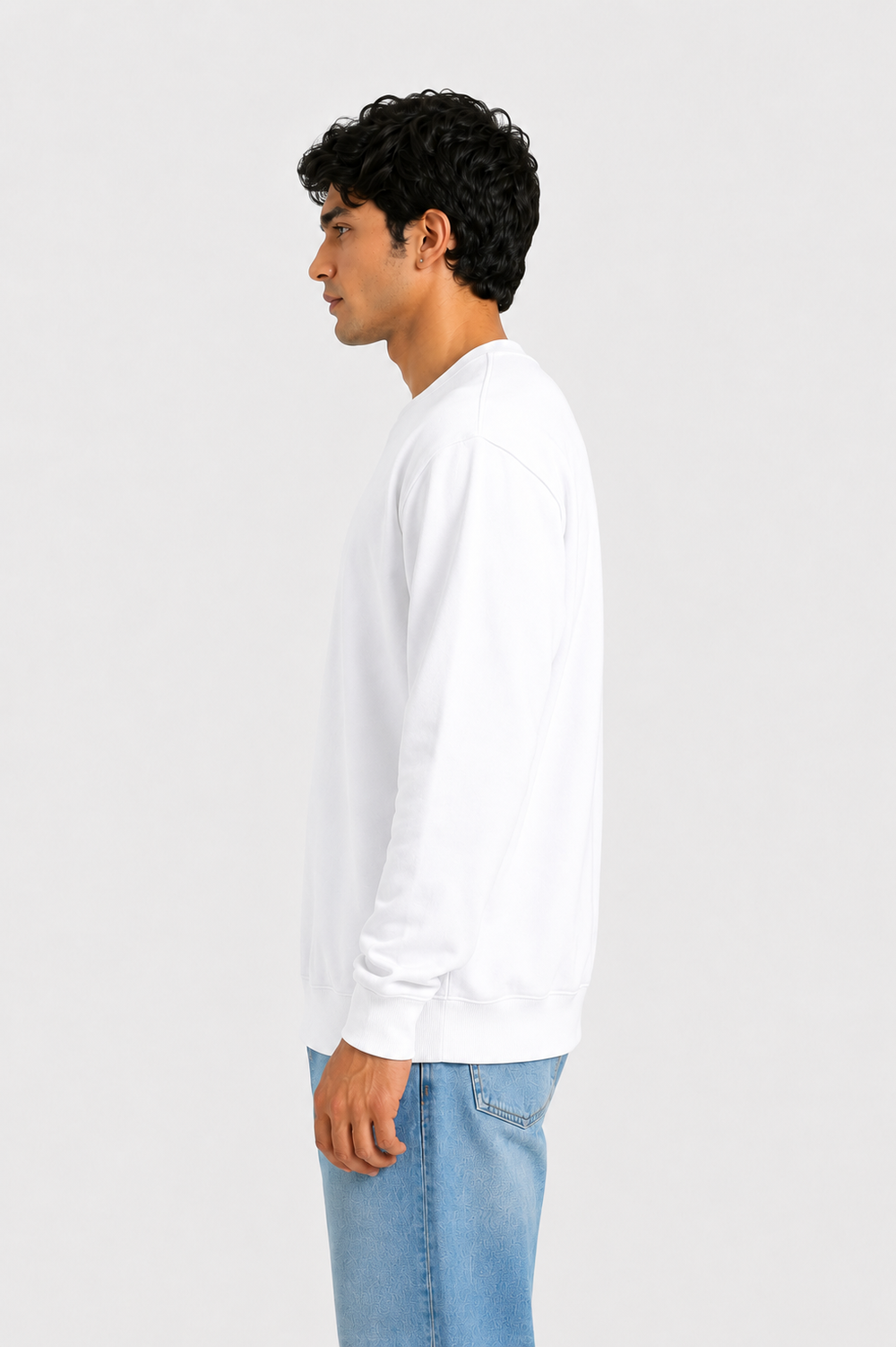 Cotton Full Sleeve Sweatshirt For Men (White)
