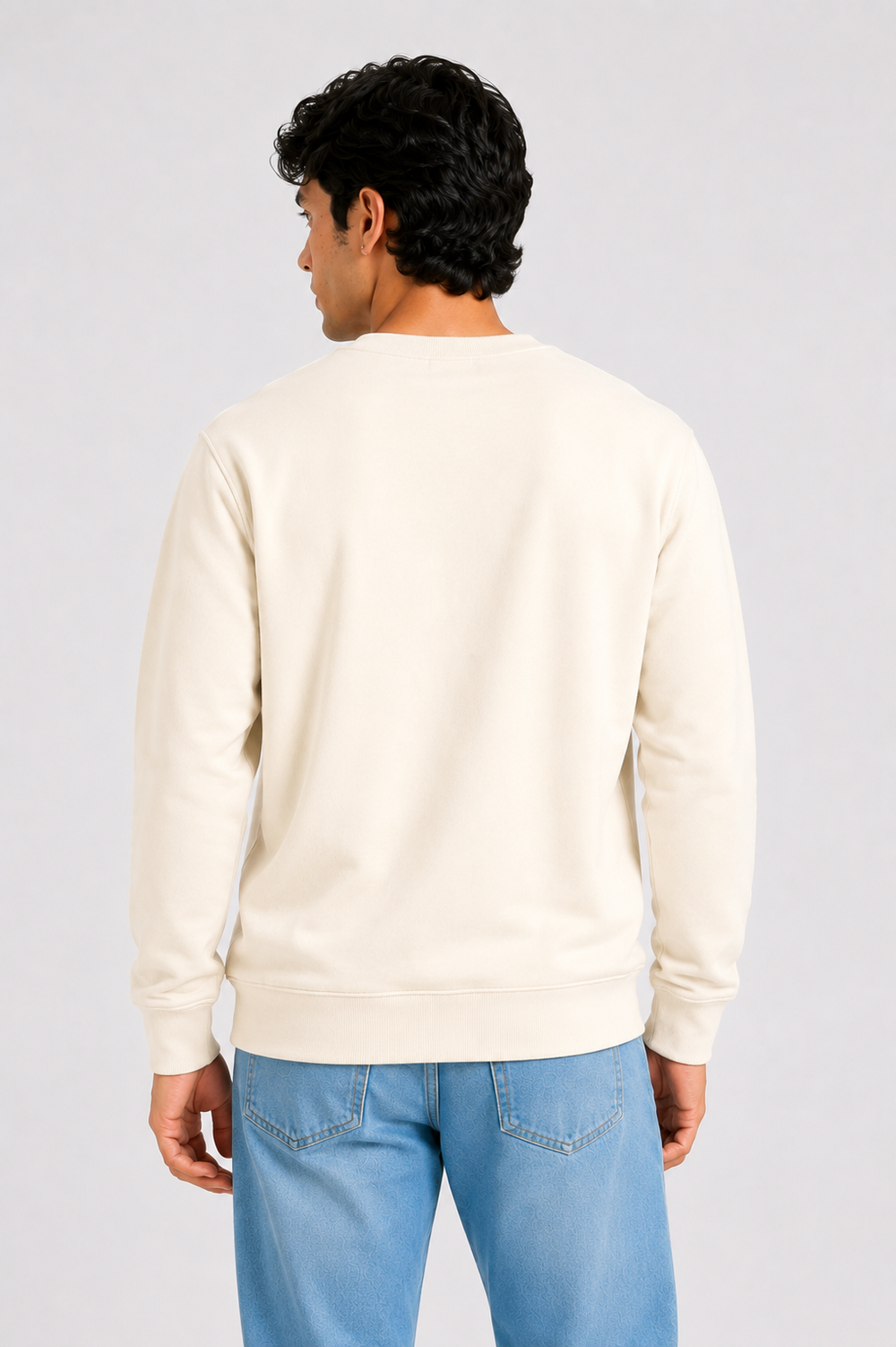Cotton Full Sleeve Sweatshirt For Men (Cream)