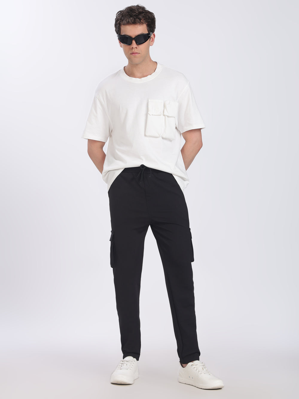 Lycra Five Pocket Cargo Pant With Cuff (Black)