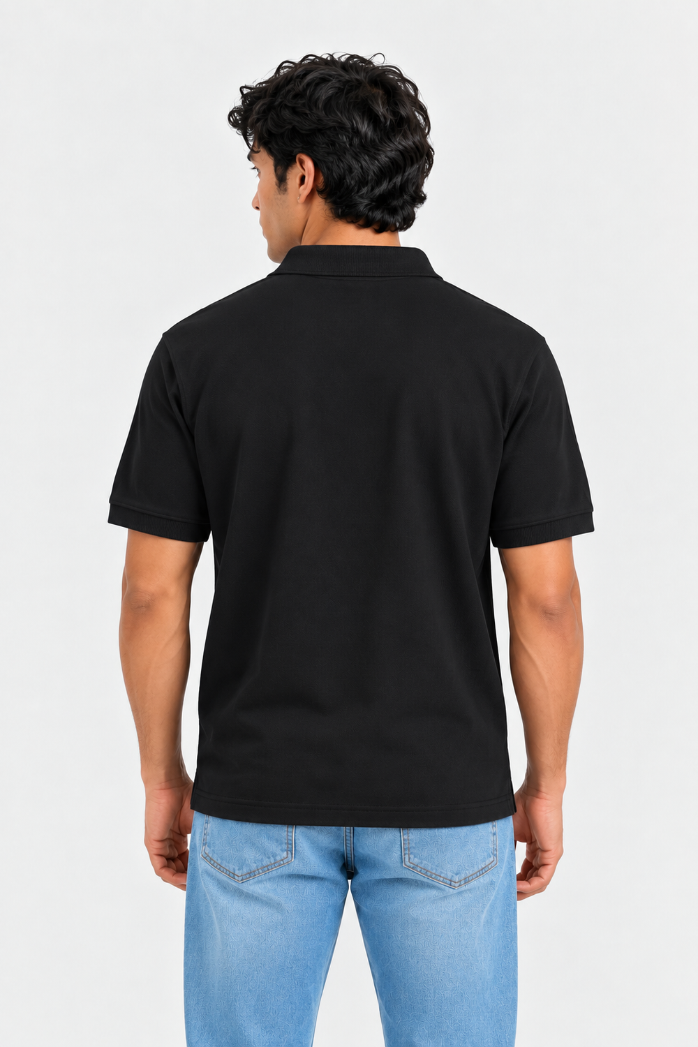 Premium Cotton Polo Collar T-Shirt(Black)