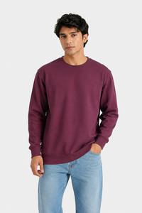 Cotton Full Sleeve Sweatshirt For Men (Wine)