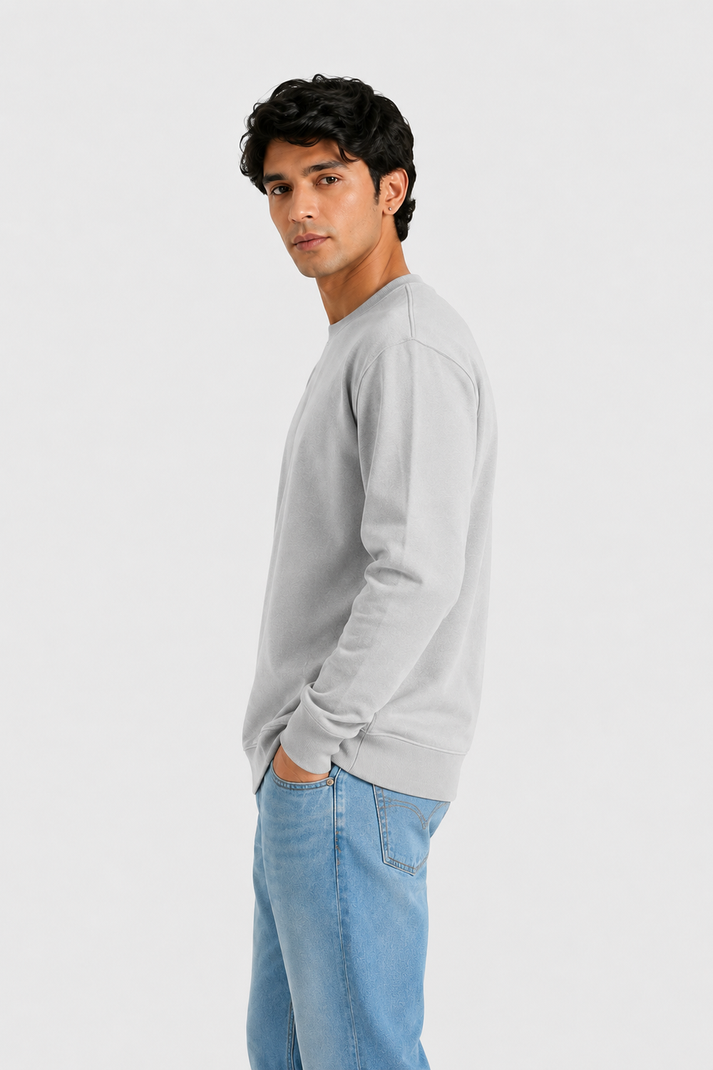Cotton Full Sleeve Sweatshirt For Men (Lite Grey)