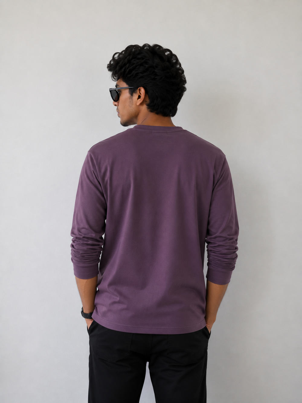 Plain Full Hand Lycra T-shirts (Grape)