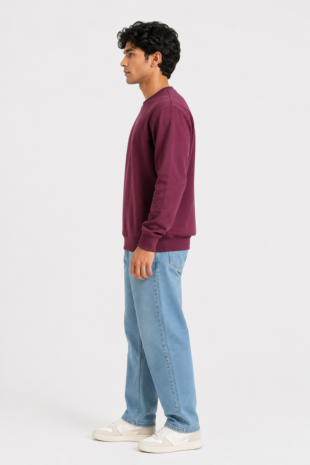 Cotton Full Sleeve Sweatshirt For Men (Wine)