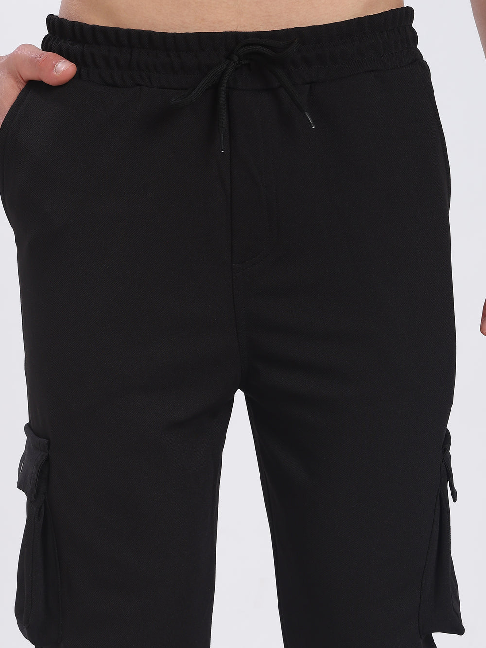 Lycra Five Pocket Cargo Pant With Cuff (Black)