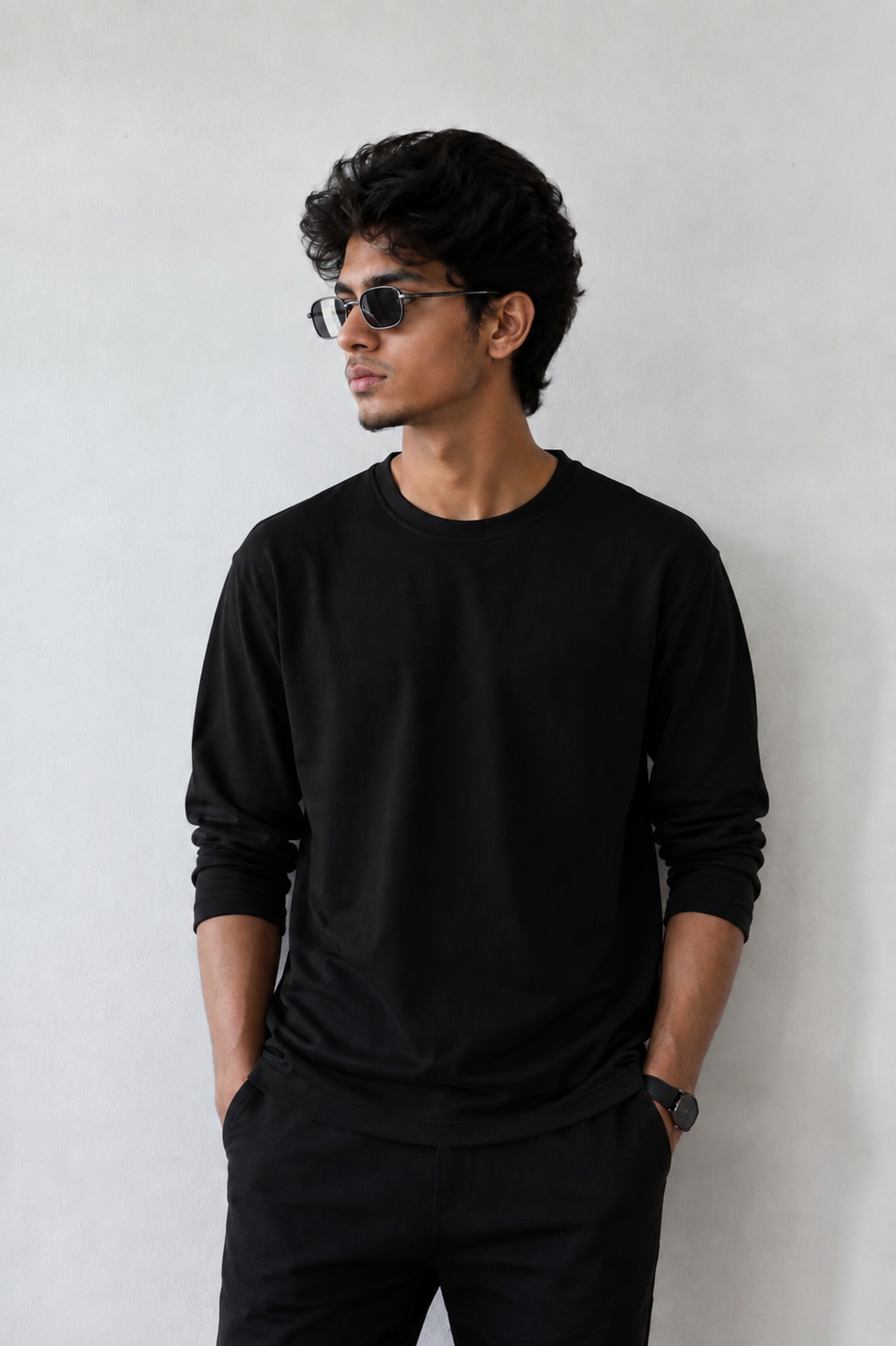 Plain Full Hand Lycra T-shirts (Black)
