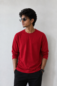 Plain Full Hand Lycra T-shirts (Red)
