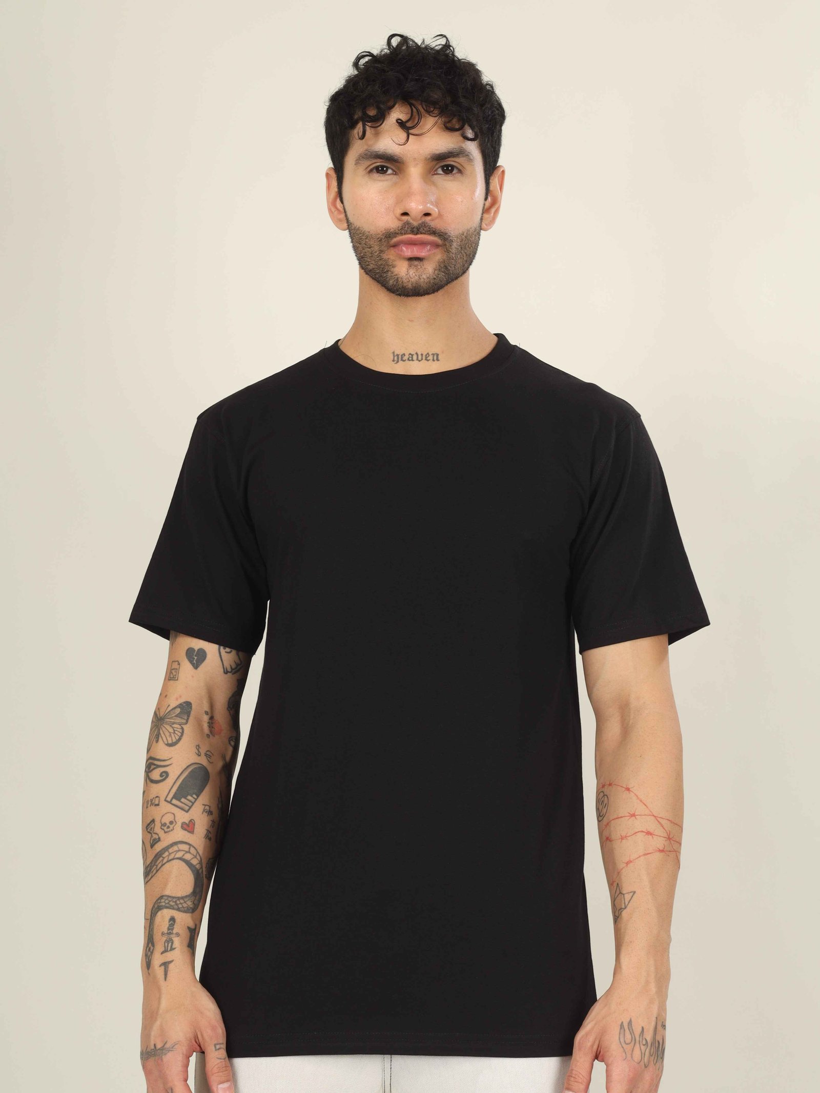 Regular Half Sleeve Plain T-Shirt (Black)