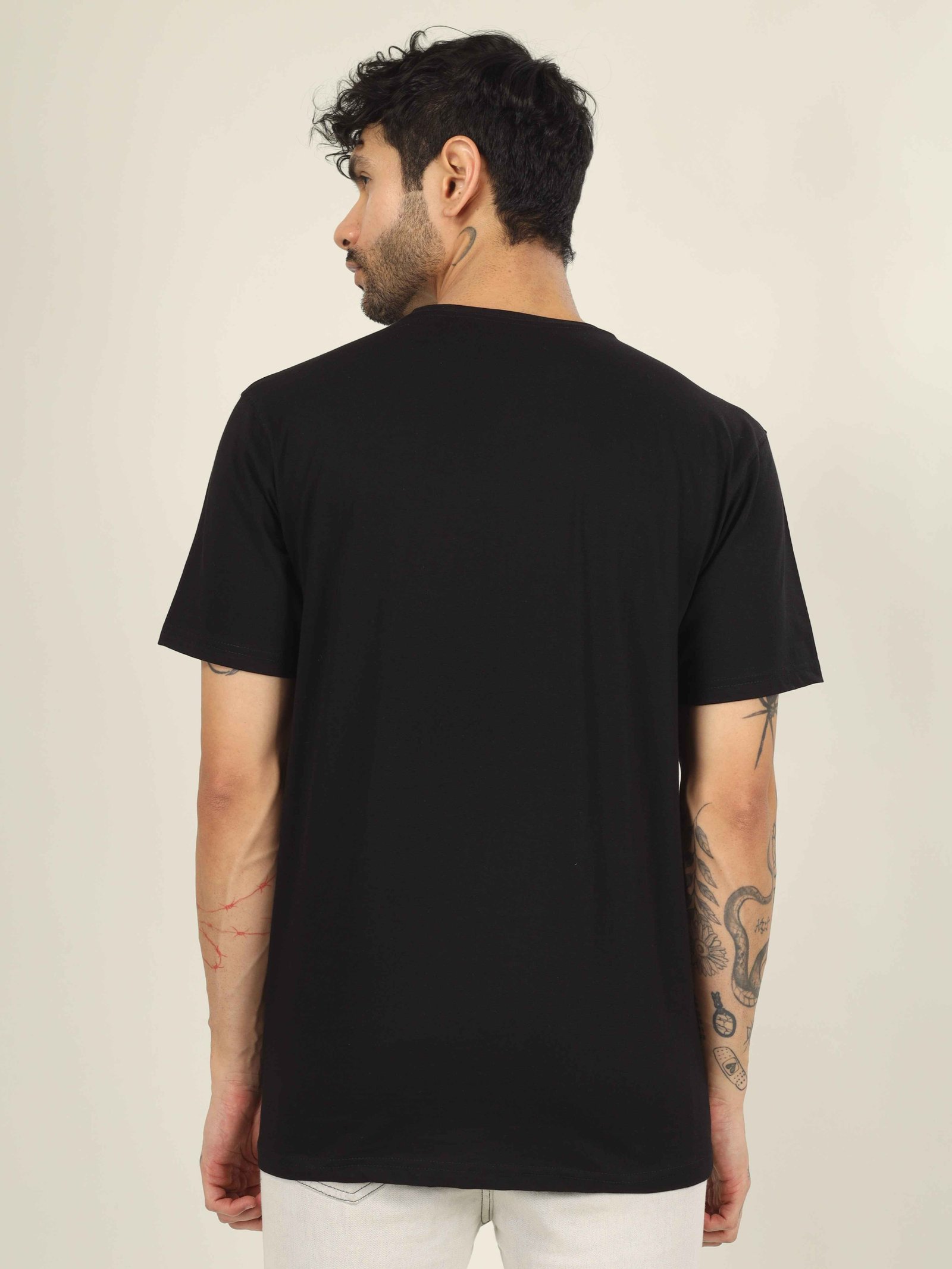 Regular Half Sleeve Plain T-Shirt (Black)