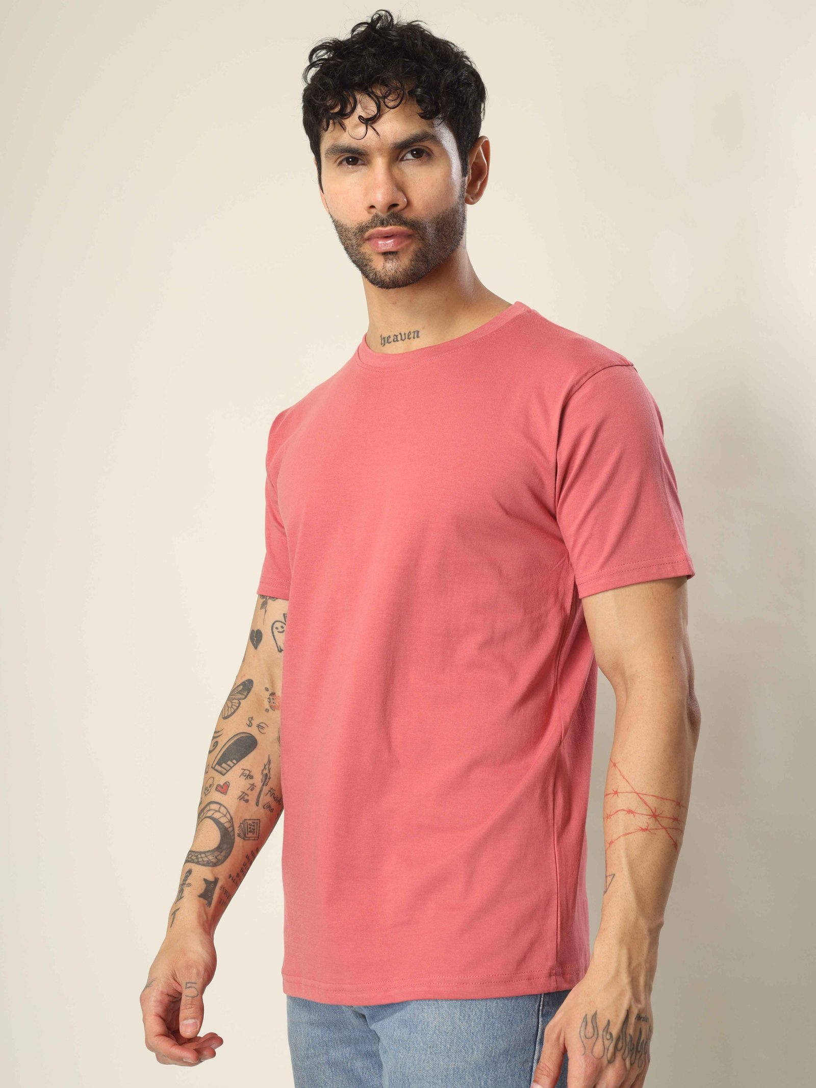 Regular Half Sleeve Plain T-Shirt (Salmon)