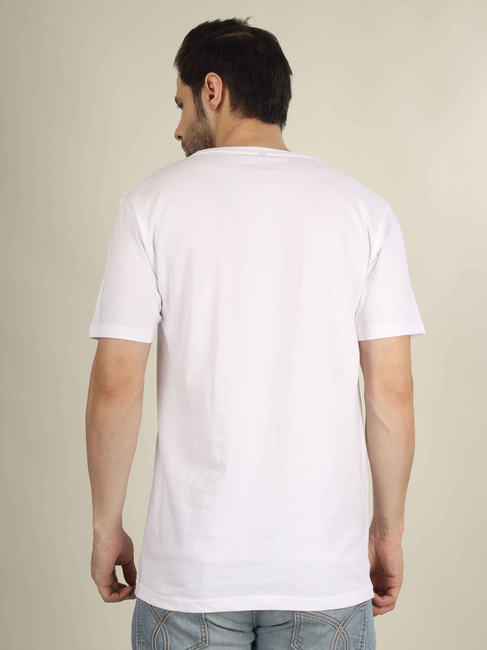 Regular Half Sleeve Plain T-Shirt (White)