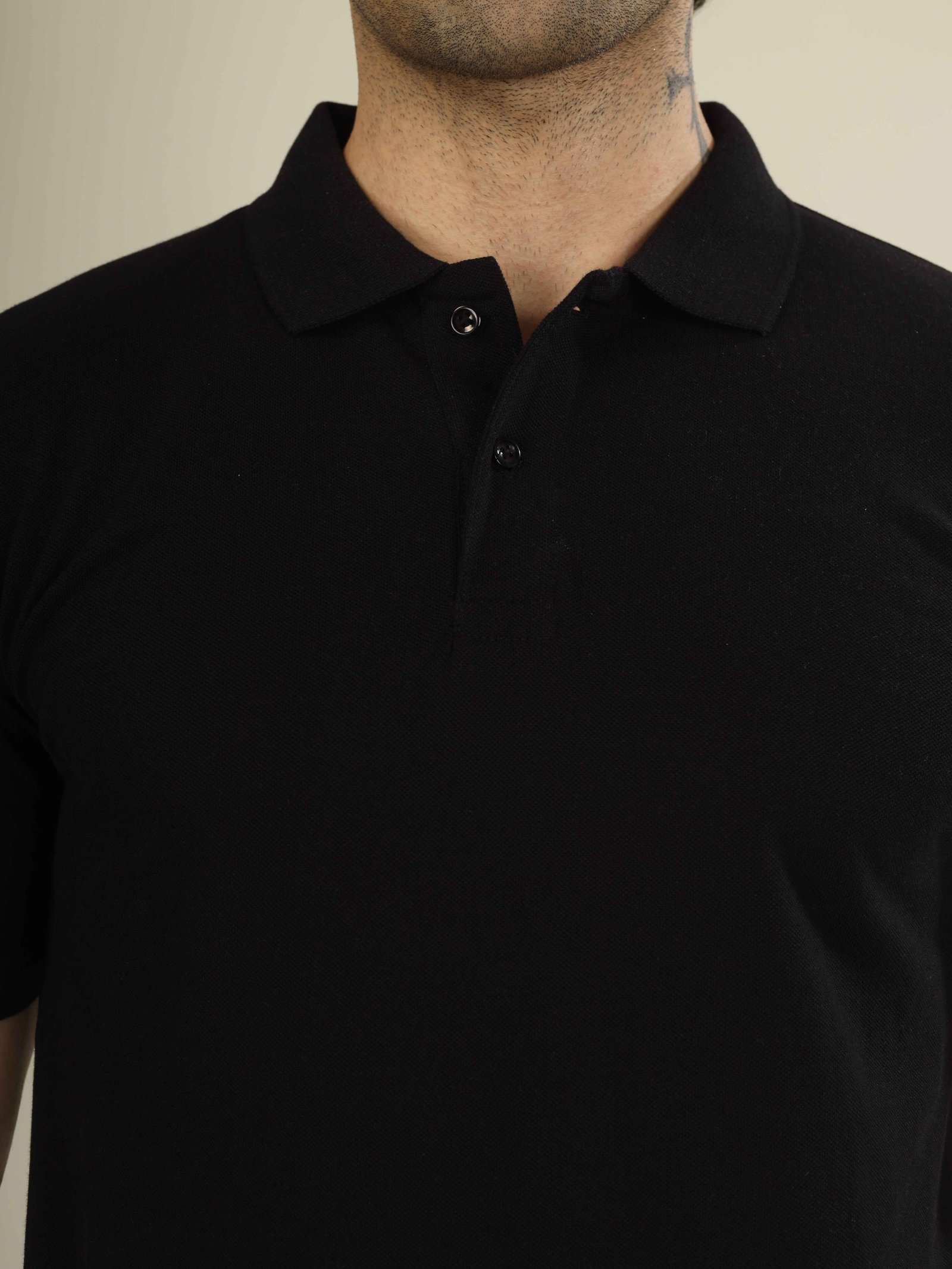 Mens Polo Collar T-Shirt(Black)
