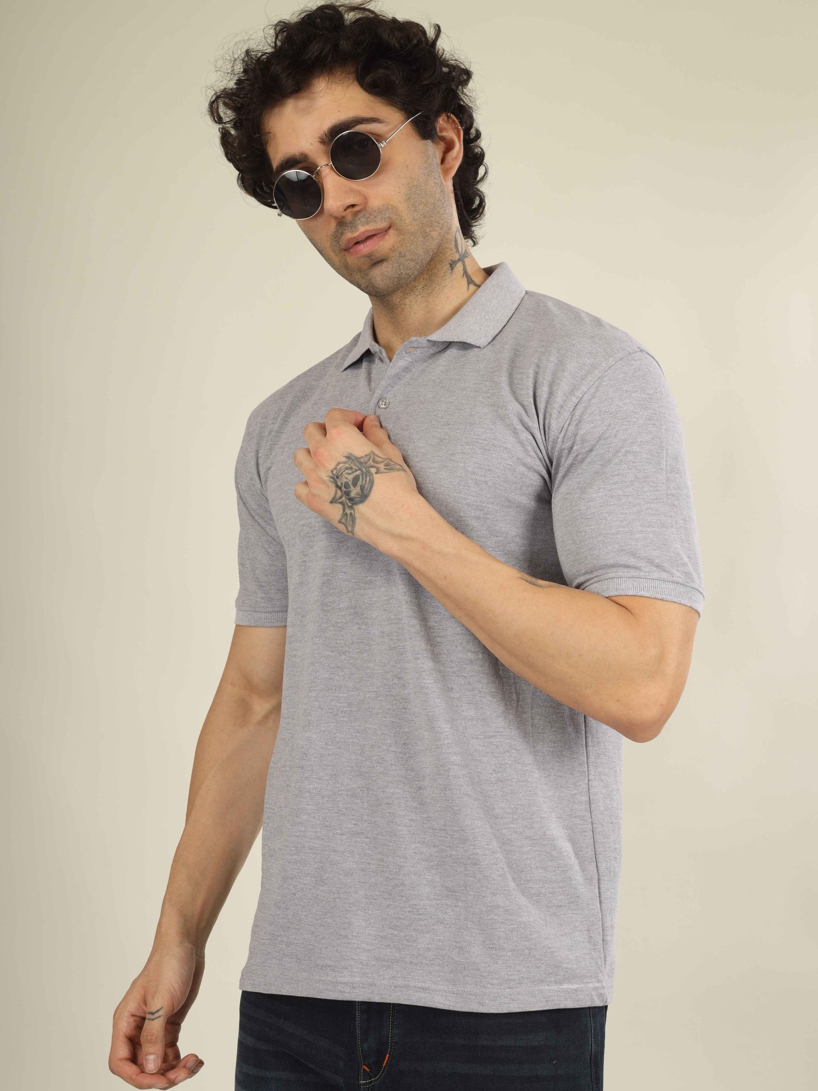 Mens Polo Collar T-Shirt(Grey)