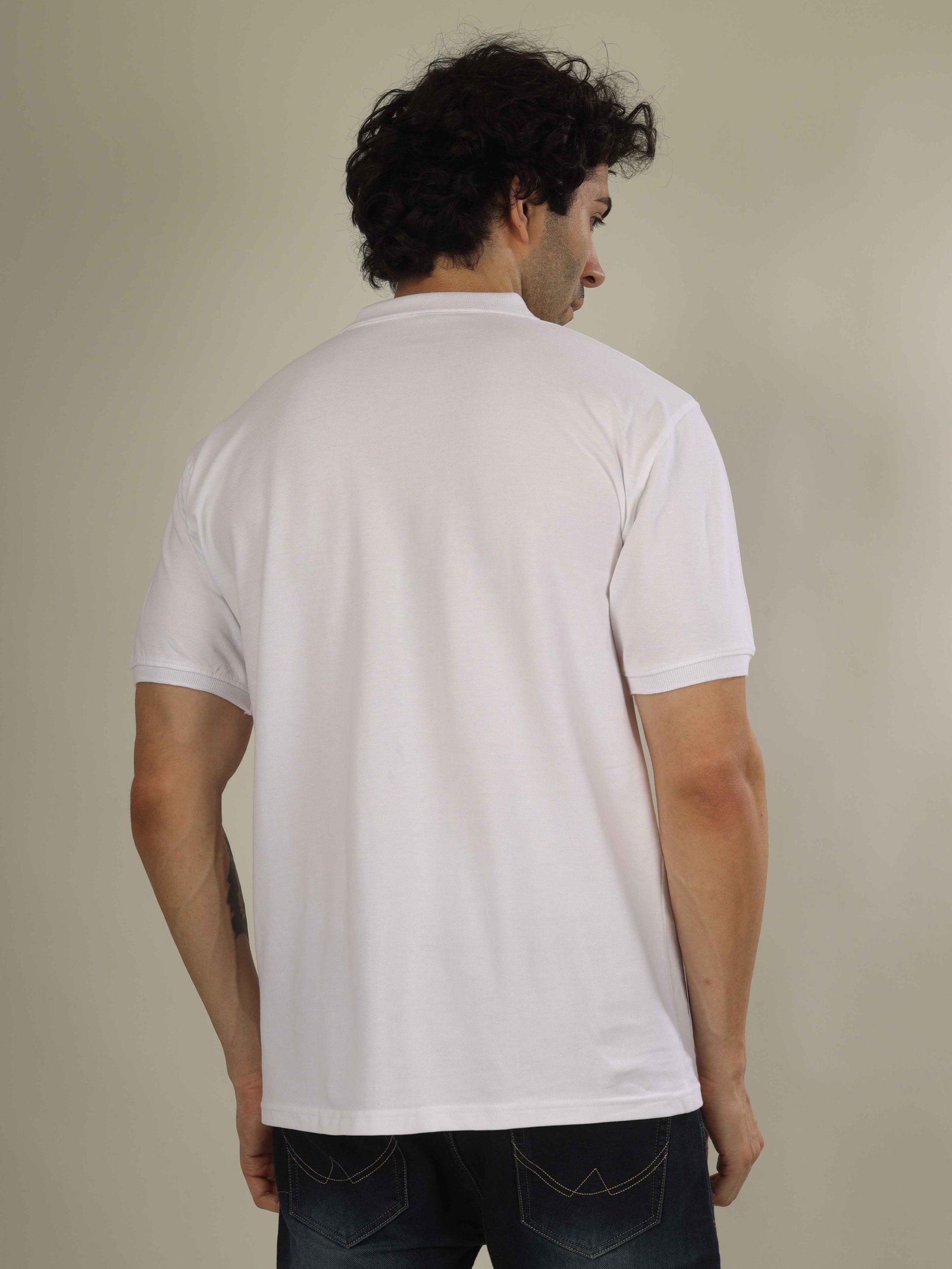 Mens Polo Collar T-Shirt(White)