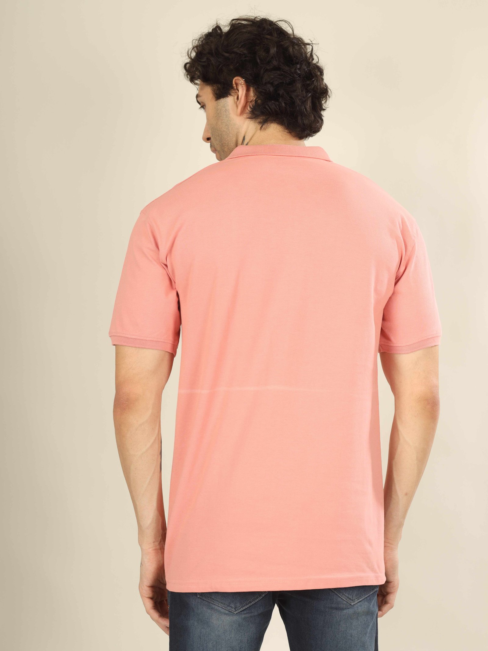Mens Polo Collar T-Shirt(Punch Pink)