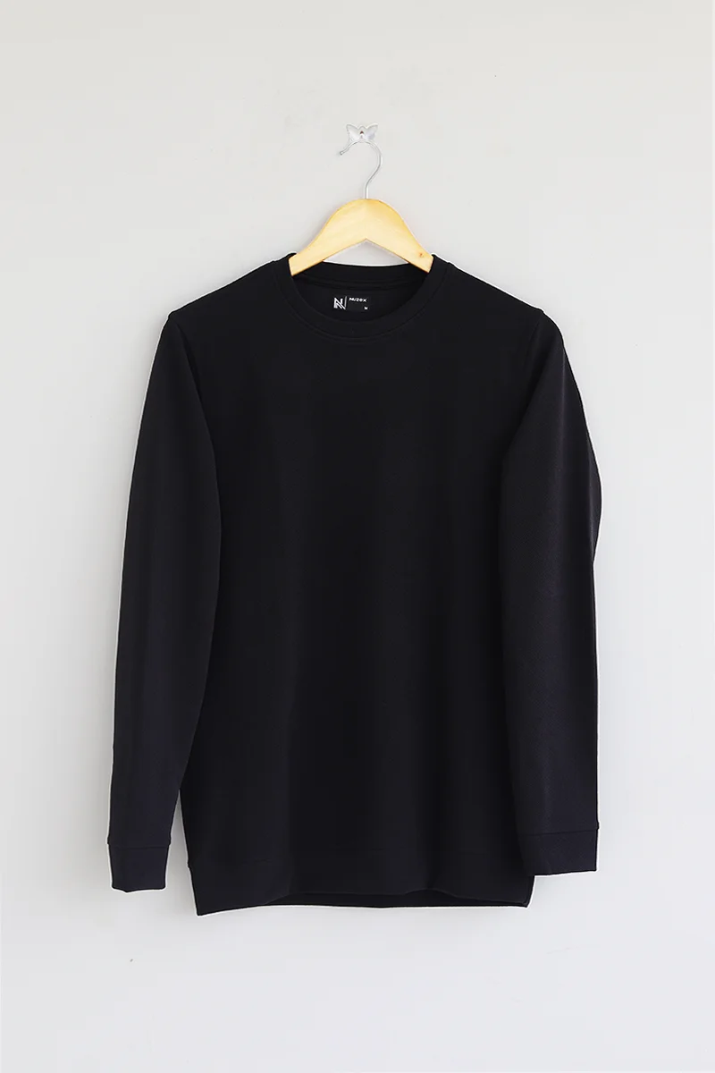 Plain Full Hand T-Shirt Lycra ( Black)