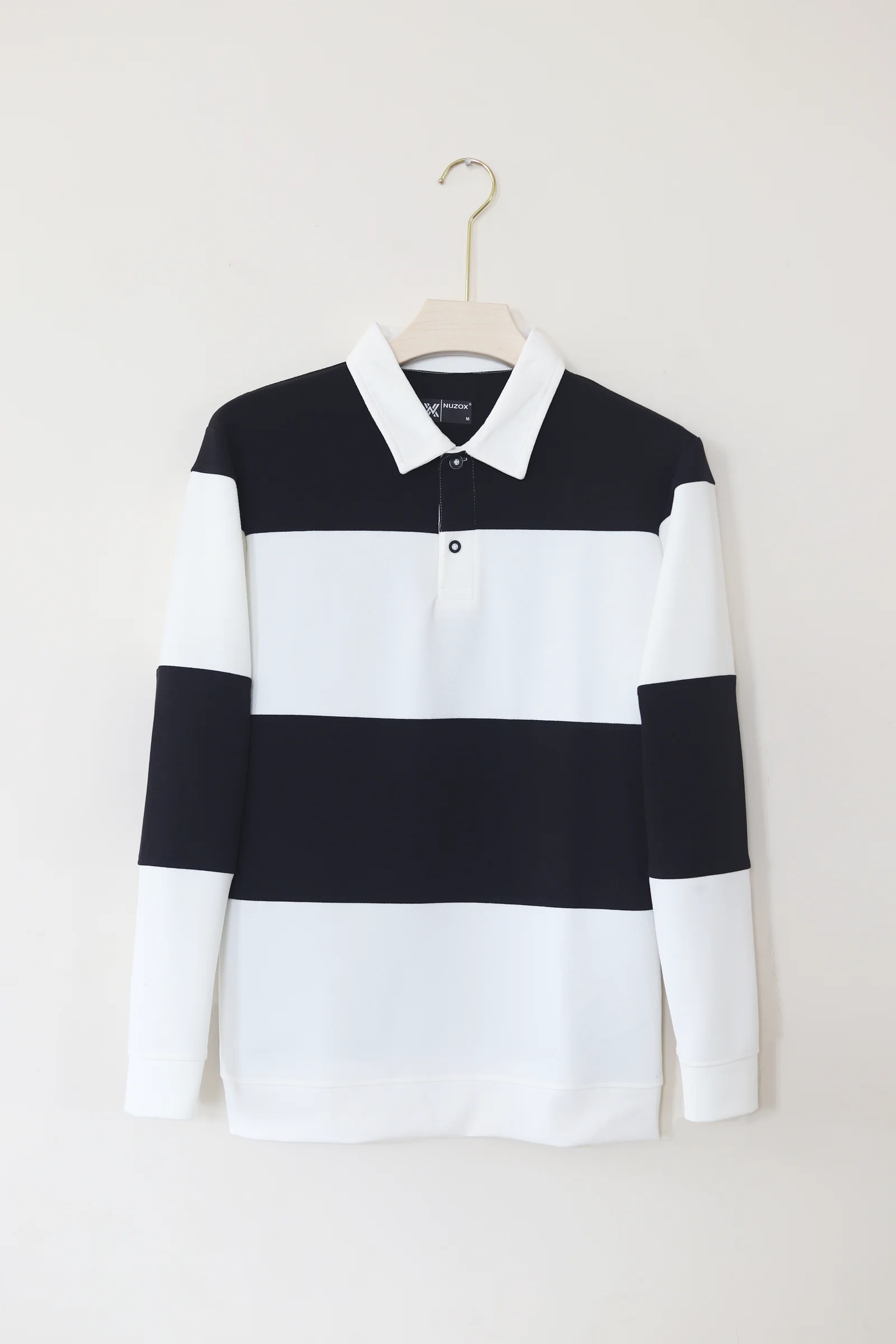 Full Sleeve collar T-Shirt (White with Black)