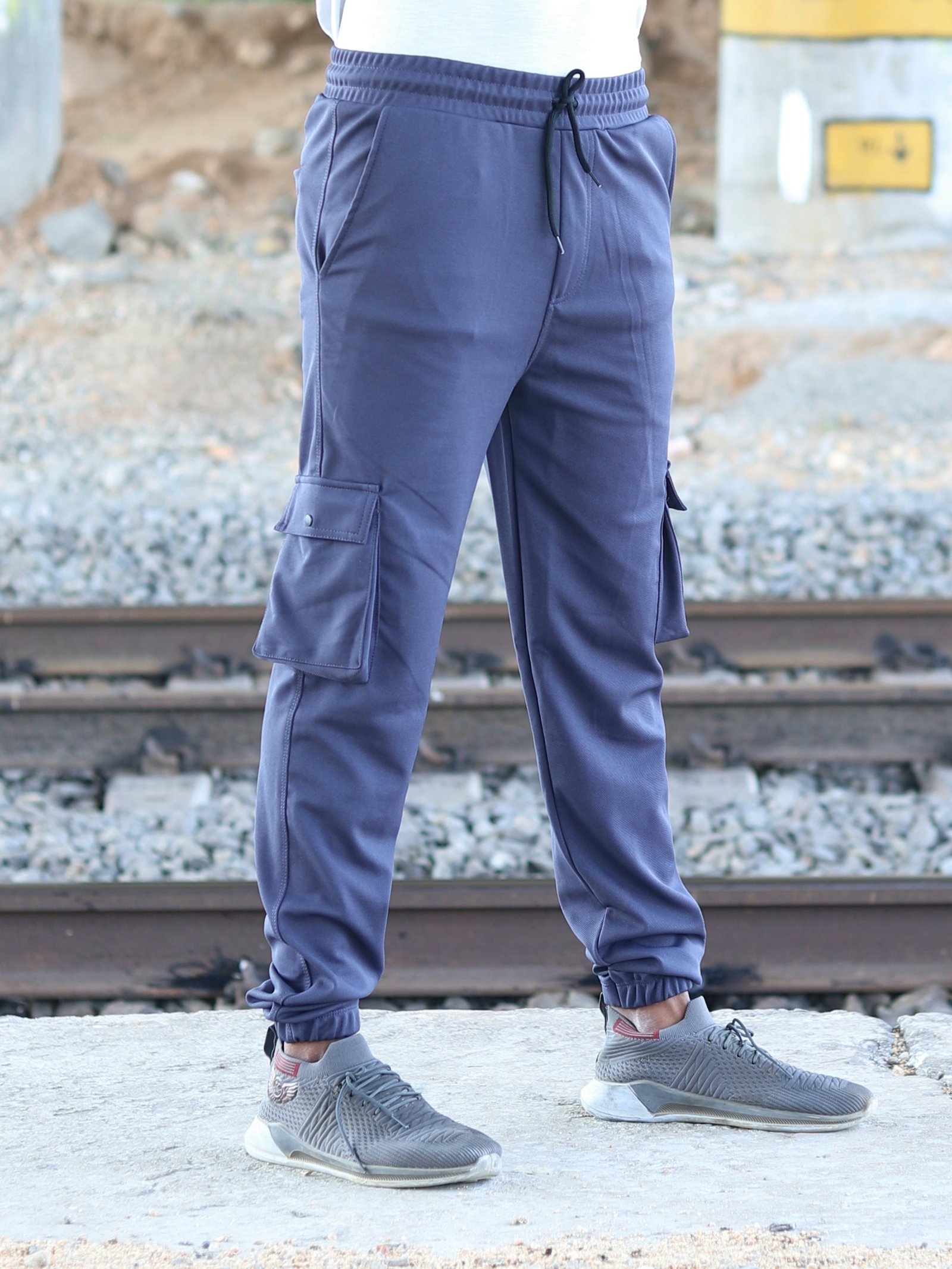 Lycra Cargo Pants With Five Pocket (Dark Grey)