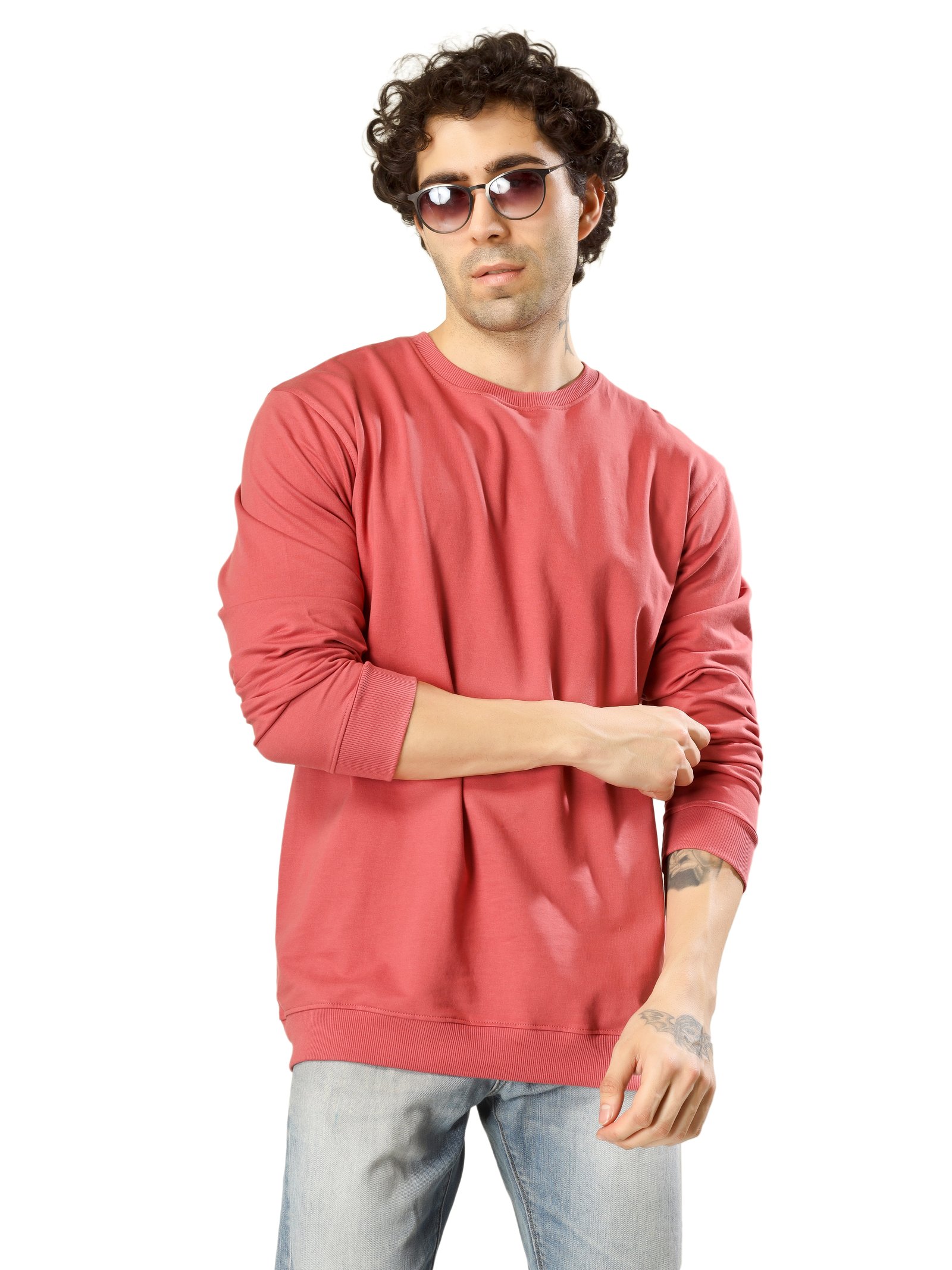 Cotton Full Sleeve Sweatshirt For Men (Pink)