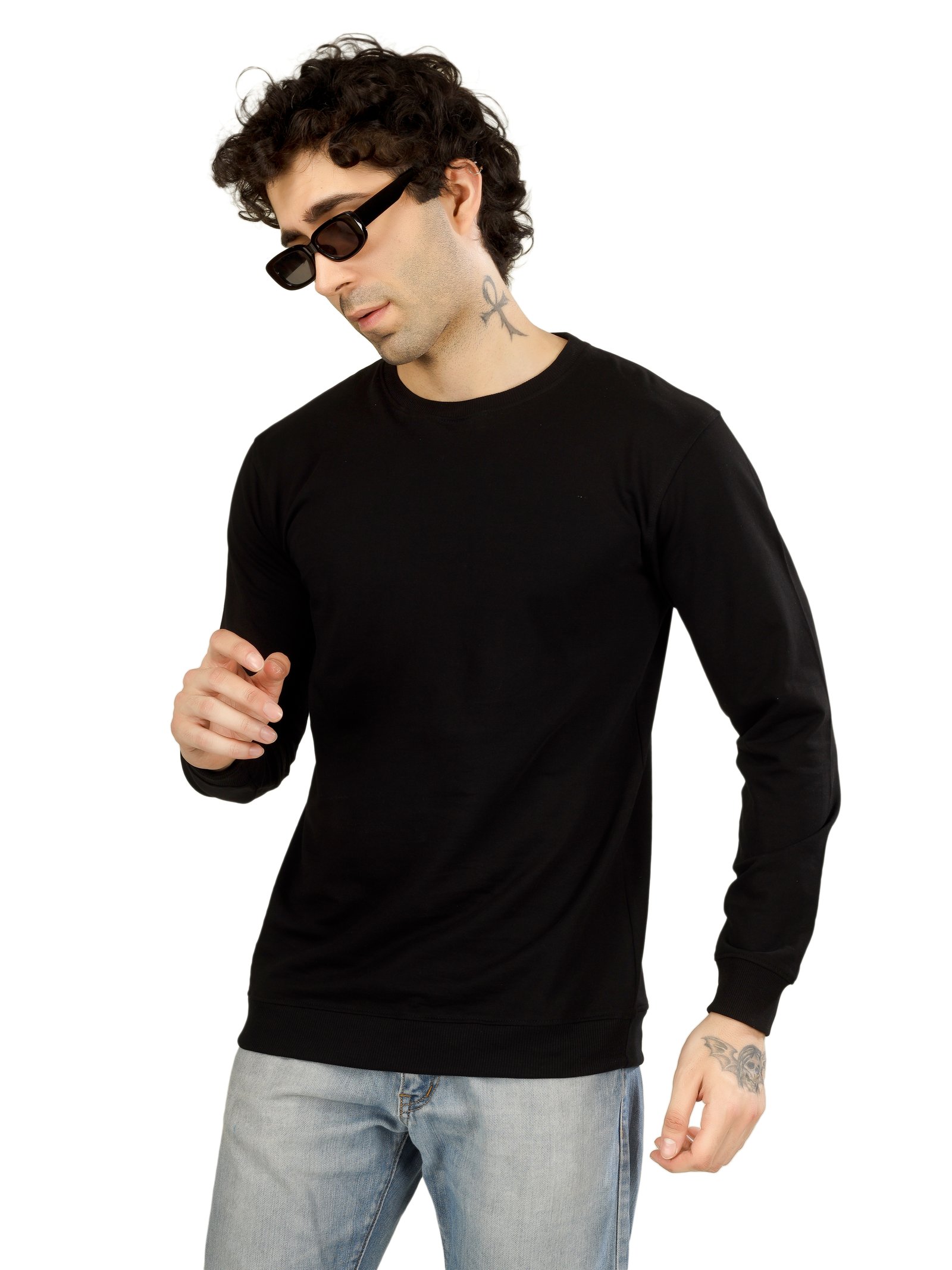 Cotton Full Sleeve Sweatshirt For Men (Black)