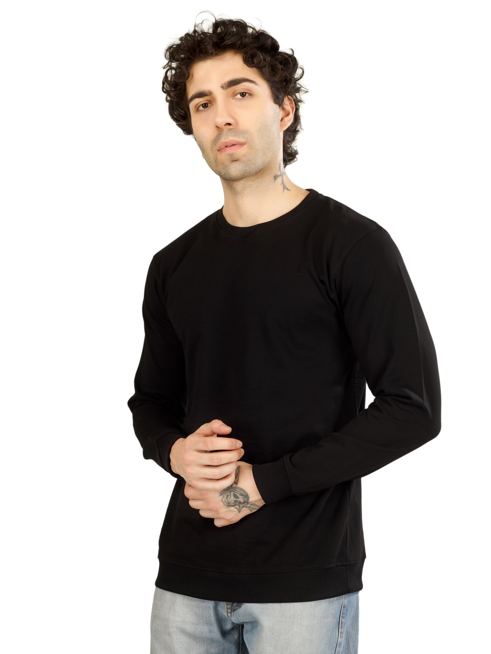 Cotton Full Sleeve Sweatshirt For Men (Black)
