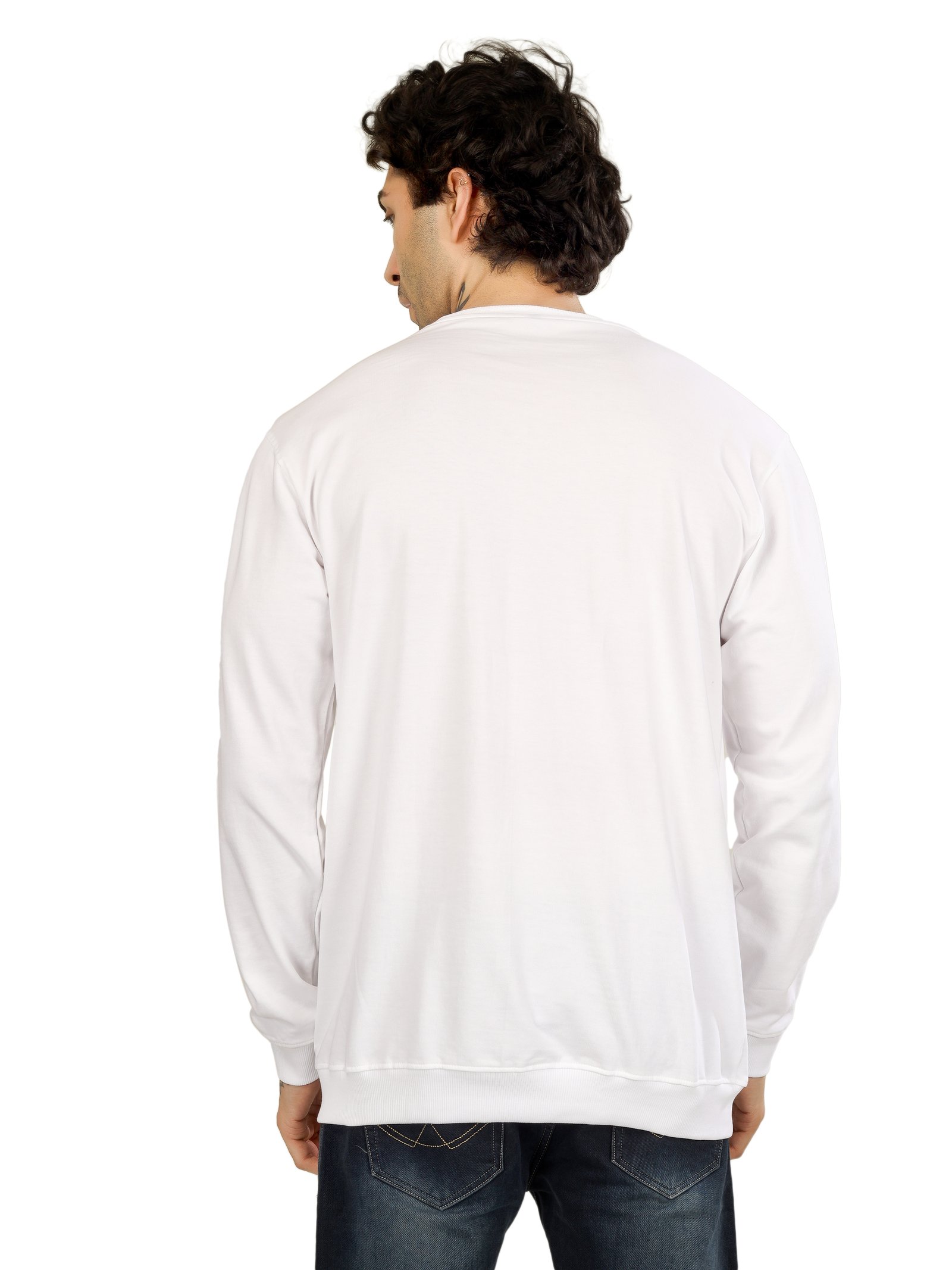 Cotton Full Sleeve Sweatshirt For Men (White)