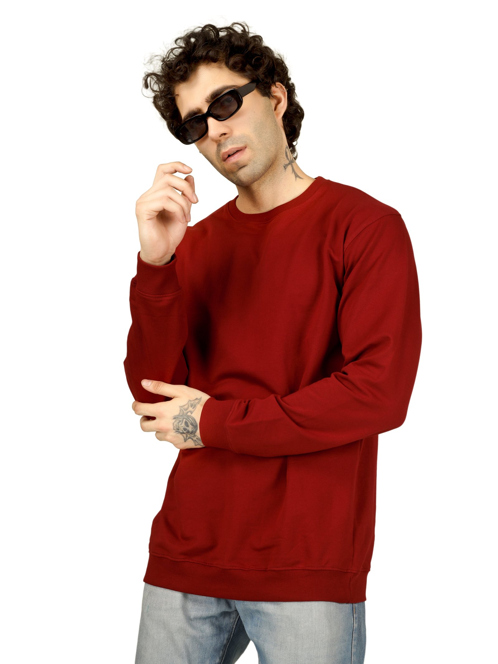 Cotton Full Sleeve Sweatshirt For Men (Maroon)
